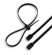 Double Head Cable Ties, 50 lb, 8 inch, UV Black