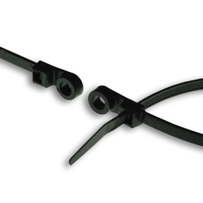 Mounting Hole Cable Ties, 50 lb, 11 inch, UV Black